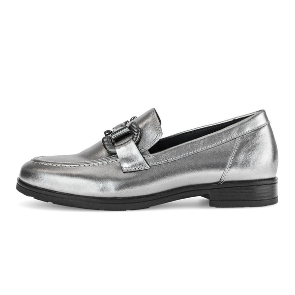 GABOR Sølv metallic loafer  m mørkt bidsel,