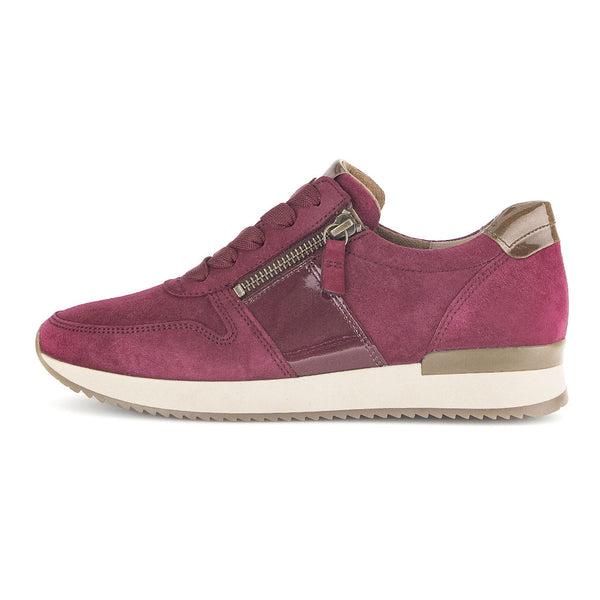 GABOR Aubergine ruskind sneaker med lak,